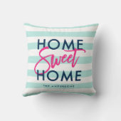 パステル名門私立校風のミント&ホワイトブルーホームスウィートホーム クッション (裏面)