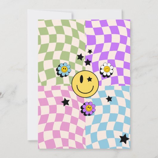 パステル名門私立校風のY2Kレトロハッピー顔パーティー誕生日 招待状 (裏面)