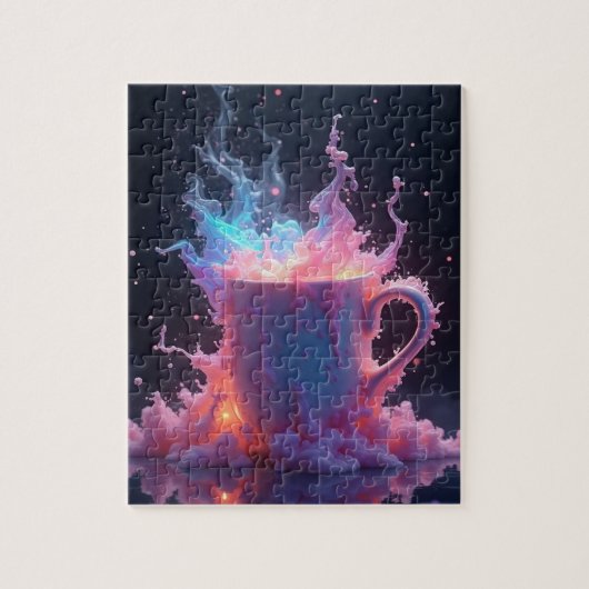 パステル噴火の熱いコーヒー ジグソーパズル (縦)