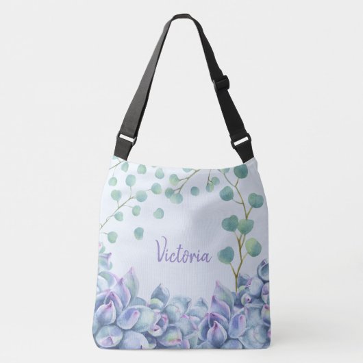 パステル多肉植物 名前 クロスボディバッグ (正面)