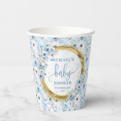 パステル大切ブルー水彩花金ゴールドベビー 紙コップ (裏面)