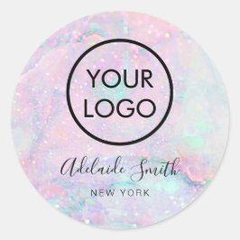 パステル大理石にあなたのロゴ ラウンドシール
