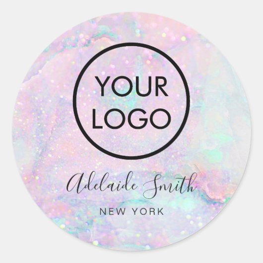 パステル大理石にあなたのロゴ ラウンドシール (正面)