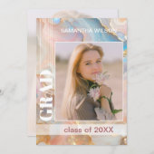 パステル大理石パターンでの卒業発表 案内状 (正面/裏面)