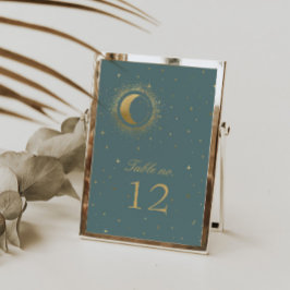 パステル天体金ゴールド結婚ムーンのテーブル番号 出欠カード