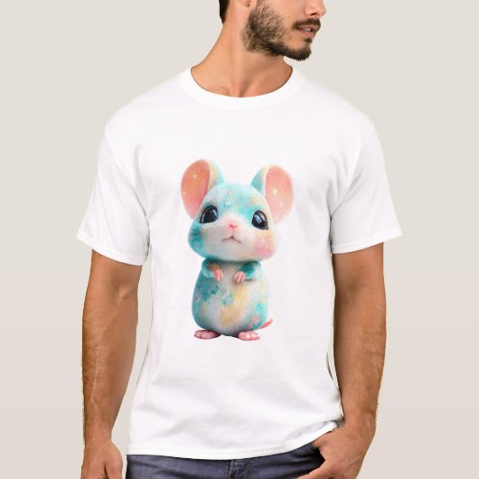 パステル天体銀河ネズミのメンズ Tシャツ (正面)