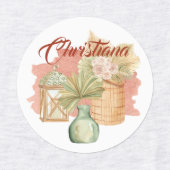 パステル女の子らしボホとブルー男らし文字 ラベル (デザイン1)