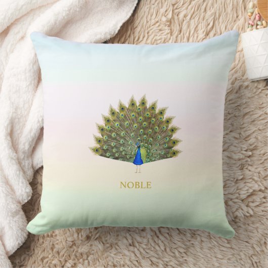 パステル威厳のあるカラーシェードのピーコックオン クッション (ブランケット)