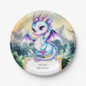 パステル威厳のあるキュートドラゴン誕生日 ペーパープレート (正面)