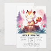 パステル威厳のあるタイガー誕生日 招待状 (正面/裏面)