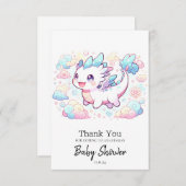 パステル威厳のあるドラゴンベビーシャワー サンキューカード (正面/裏面)