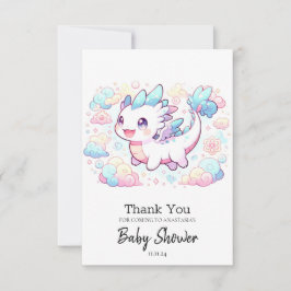 パステル威厳のあるドラゴンベビーシャワー サンキューカード