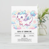パステル威厳のあるドラゴン1st誕生日 招待状 (スタンド正面)