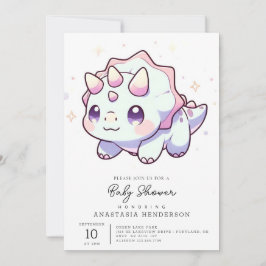 パステル威厳のある恐竜ベビーシャワー 招待状