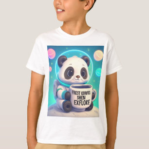 パステル宇宙パンダコーヒー宇宙飛行士 Tシャツ