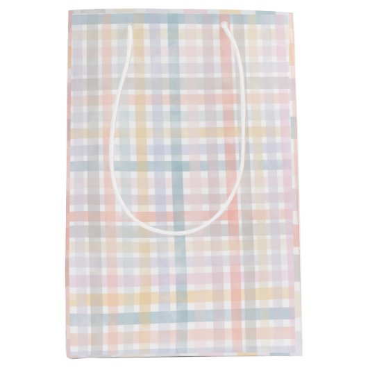 パステル市松模様にバッグ ミディアムペーパーバッグ (正面)