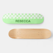 パステル市松模様にライムグリーン スケートボード (横)