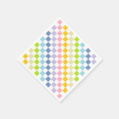 パステル市松模様にレインボー スタンダードカクテルナプキン (角)