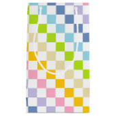 パステル市松模様にレインボー スモールペーパーバッグ (正面)