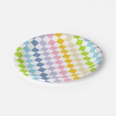 パステル市松模様にレインボー ペーパープレート (アングル)