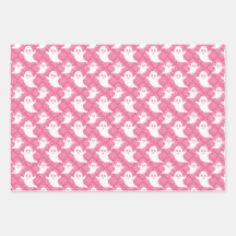 パステル幽霊たちハロウィンラッピング紙セット3