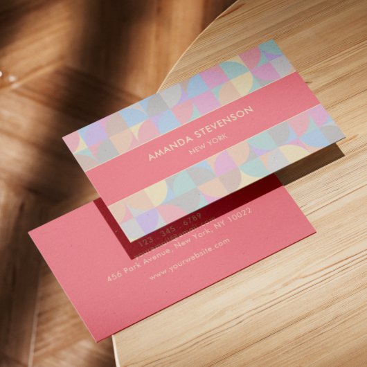 パステル幾何学パターン 名刺