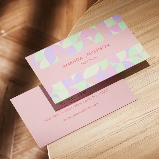 パステル幾何学パターン 名刺