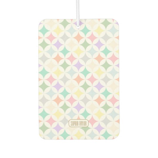 パステル幾何学円とダイヤモンドパターン カーエアーフレッシュナー (正面)