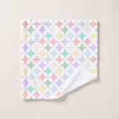 パステル幾何学円とダイヤモンドパターン バスタオルセット (ウォッシュタオル)