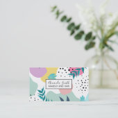 パステル幾何学的形状の熱帯葉パターン 名刺 (スタンド正面)