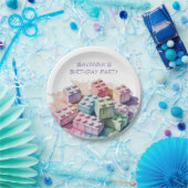 パステル建物ブロックスプラッシュガールバースデーパーティー ペーパープレート (パーティー)