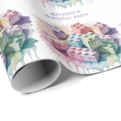 パステル建物ブロックスプラッシュガールバースデーパーティー ラッピングペーパー (ロールコーナー)