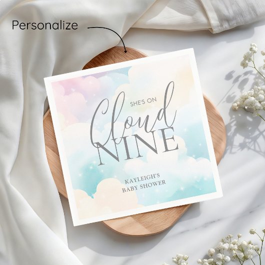 パステル彼女は雲の上にある9赤ちゃんシャワー スタンダードカクテルナプキン