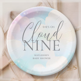 パステル彼女は雲の上にある9赤ちゃんシャワー ペーパープレート