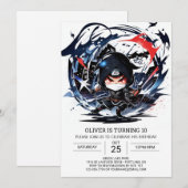 パステル忍者スクロール誕生日 招待状 (正面/裏面)