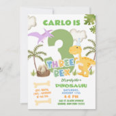 パステル恐竜ボーイスリーバースデーパーティー 招待状 (正面)