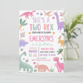 パステル恐竜2ndバースデー招待状ガールツー2 招待状 (スタンド正面)