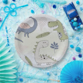 パステル恐竜 ペーパープレート (パーティー)