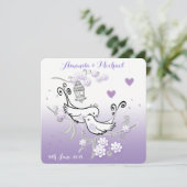 パステル愛の鳥のパーソナライズされた結婚式の招待 招待状 (スタンド正面)