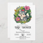 パステル愛らしいオオカミ赤ちゃんシャワーデジタル 招待状 (正面/裏面)