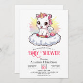 パステル愛らしいユニコーンベビーシャワー 招待状 (正面/裏面)