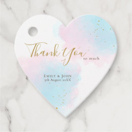 パステル感謝していウォーターの色/名前/日付結婚のハート フェイバータグ