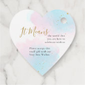 パステル感謝していウォーターの色/名前/日付結婚のハート フェイバータグ (裏面)