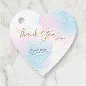 パステル感謝していウォーターの色/名前/日付結婚のハート フェイバータグ (正面)