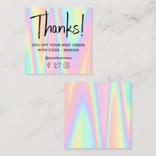 パステル感謝していグラデーション スクエア名刺 (正面/裏面)