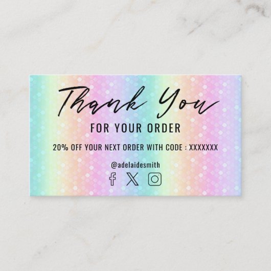 パステル感謝していレインボーユーの名刺 名刺 (正面)