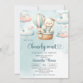 パステル我々は女の子の赤ちゃんシャワーを心底待ちできる 招待状 (正面)