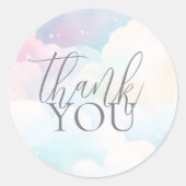 パステル我々は雲の上にある9赤ちゃんシャワーありがとう ラウンドシール (正面)