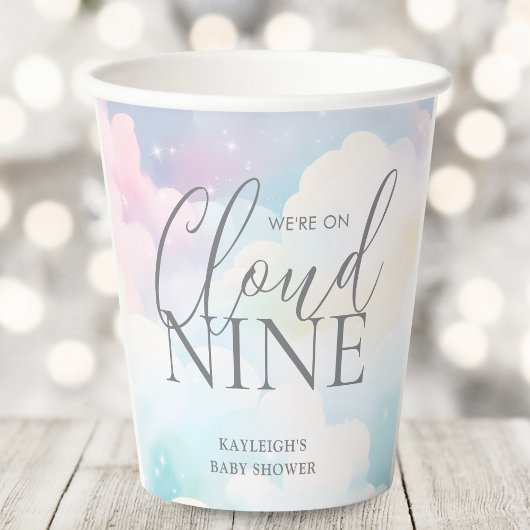 パステル我々はCloud Nine Baby Shower上にある 紙コップ