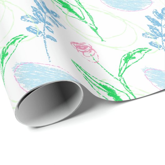 パステル手描き花柄 ラッピングペーパー (ロールコーナー)